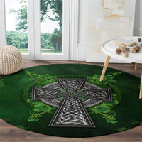 Irish Cross Mix With Shamrock Floral Round Carpet