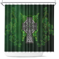 Irish Cross Mix With Shamrock Floral Shower Curtain