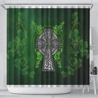 Irish Cross Mix With Shamrock Floral Shower Curtain