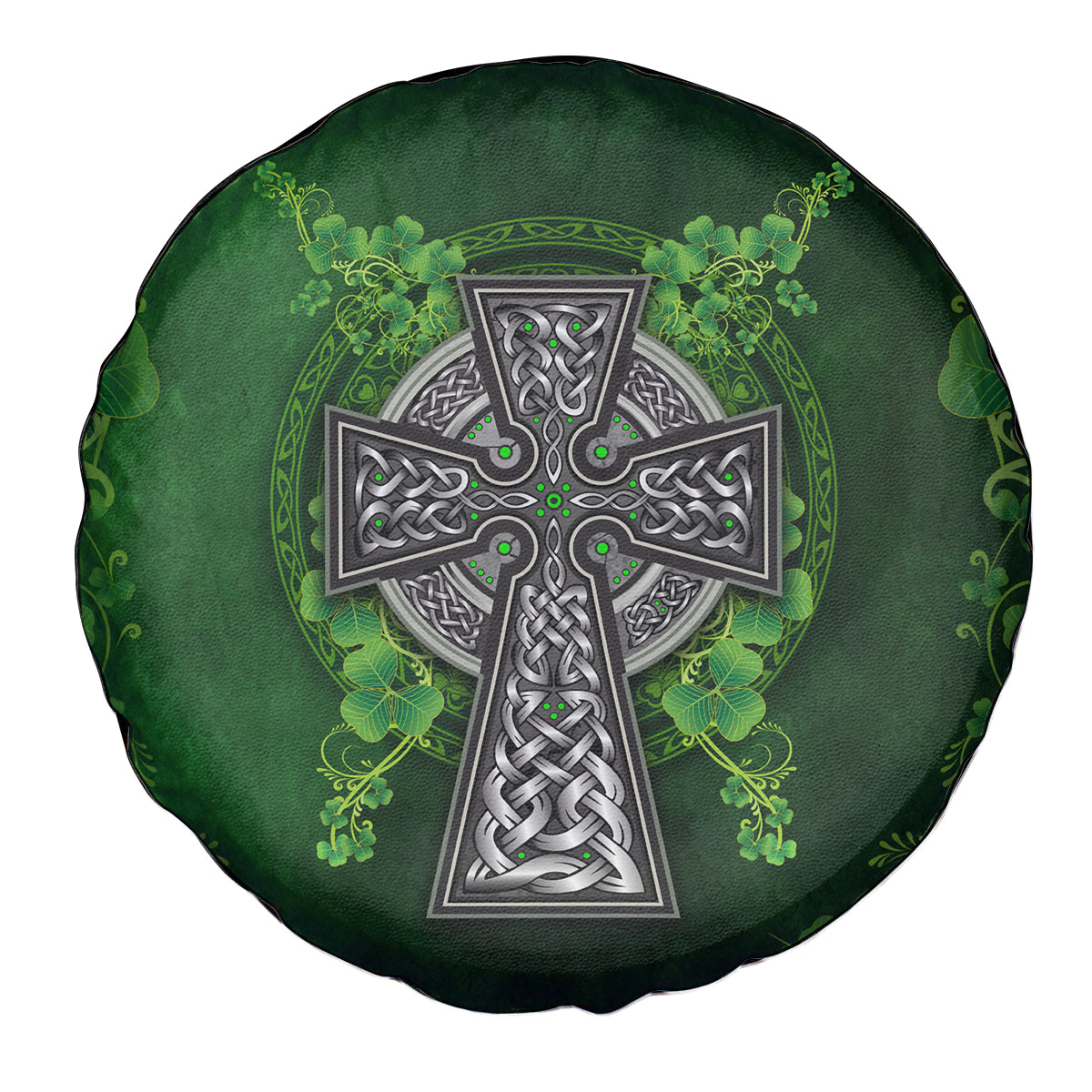 Irish Cross Mix With Shamrock Floral Spare Tire Cover - Wonder Print Shop