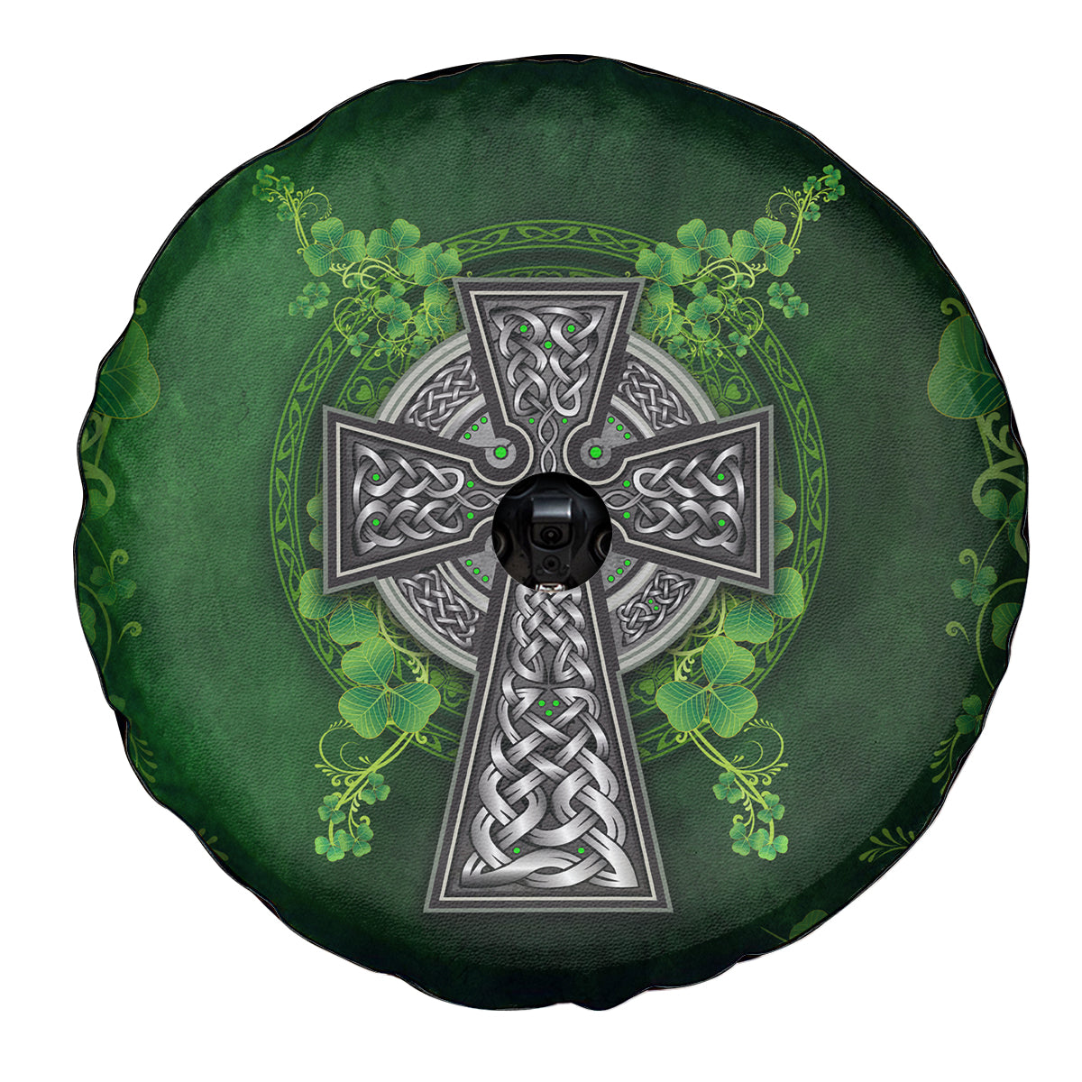 Irish Cross Mix With Shamrock Floral Spare Tire Cover - Wonder Print Shop
