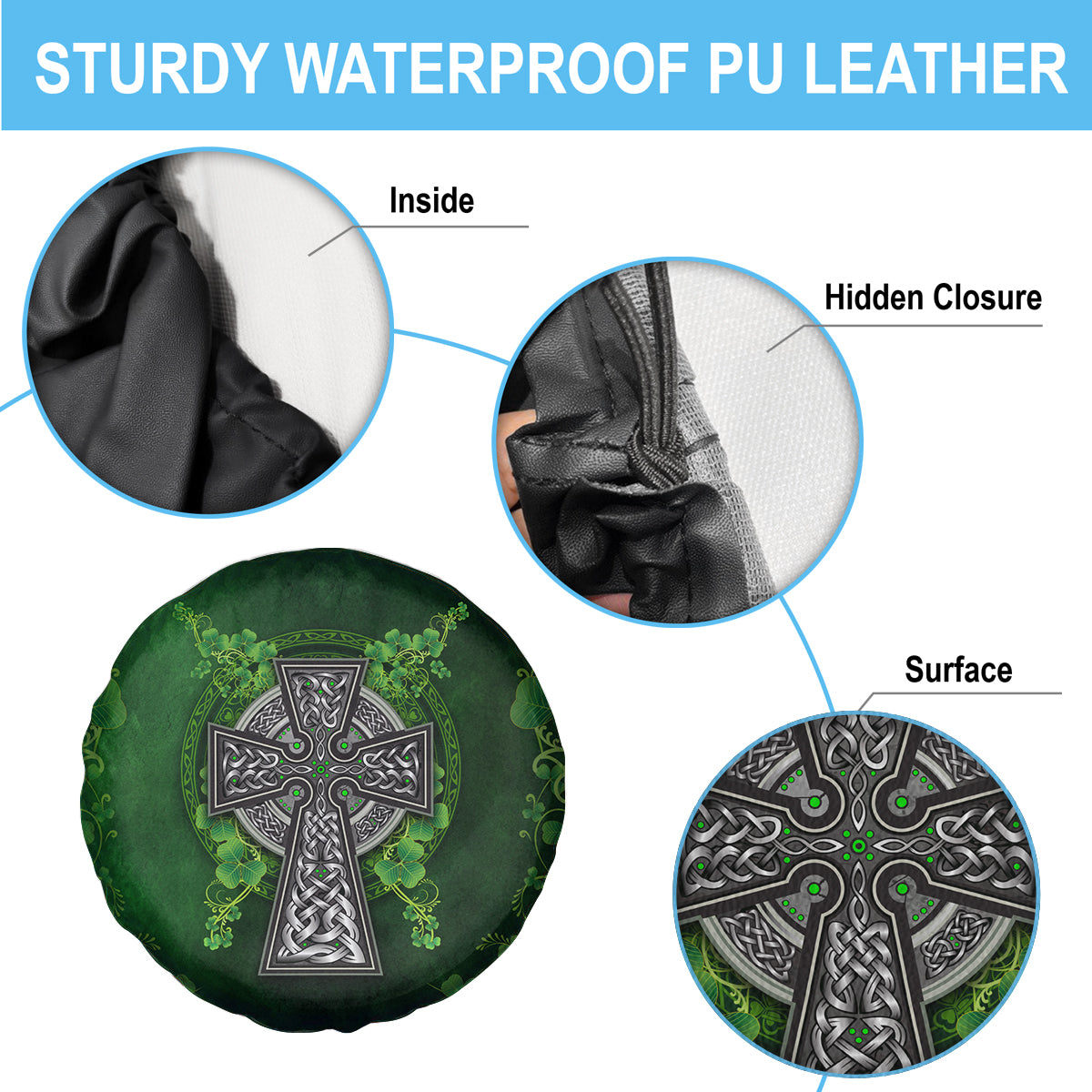 Irish Cross Mix With Shamrock Floral Spare Tire Cover - Wonder Print Shop