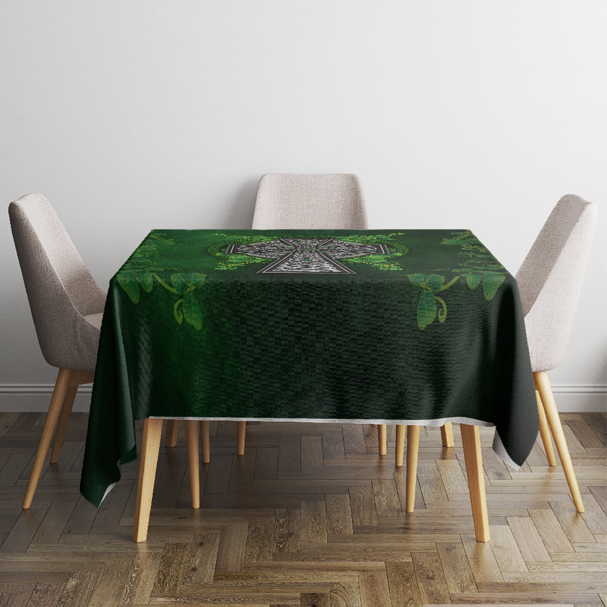 Irish Cross Mix With Shamrock Floral Tablecloth - Wonder Print Shop