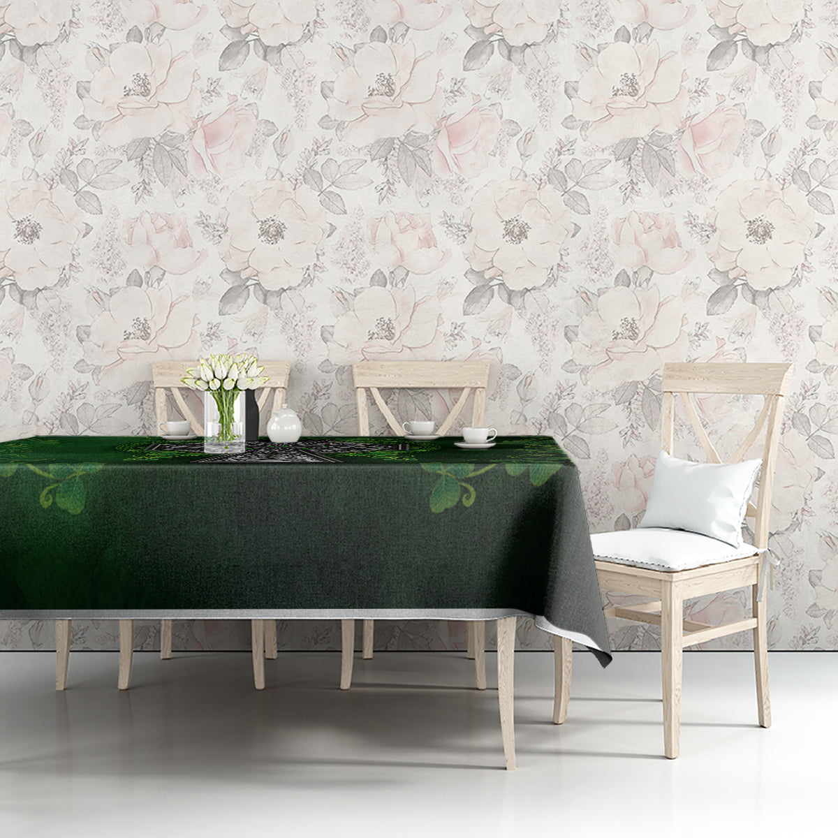 Irish Cross Mix With Shamrock Floral Tablecloth - Wonder Print Shop