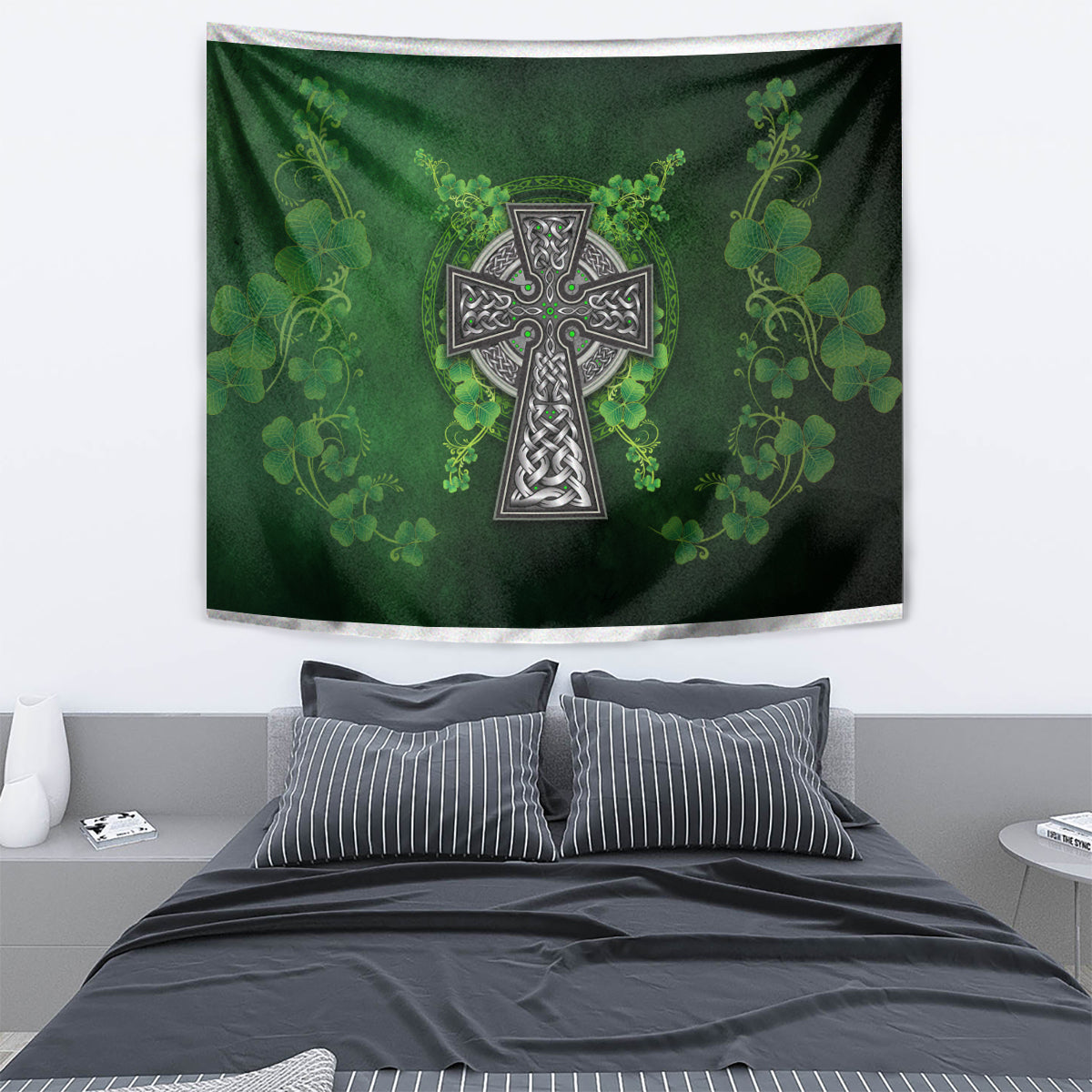 Irish Cross Mix With Shamrock Floral Tapestry - Wonder Print Shop