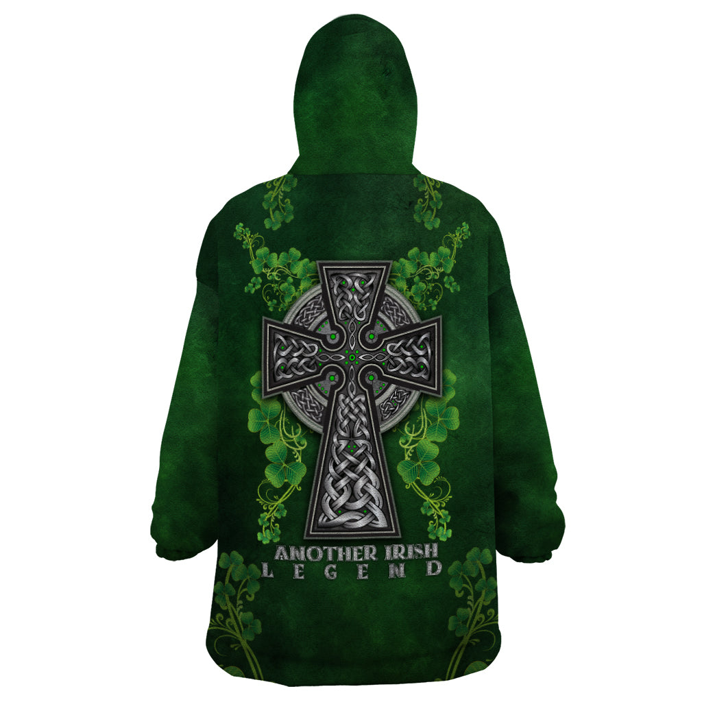 Irish Cross Mix With Shamrock Floral Wearable Blanket Hoodie - Wonder Print Shop