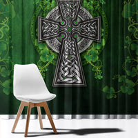 Irish Cross Mix With Shamrock Floral Window Curtain - Wonder Print Shop