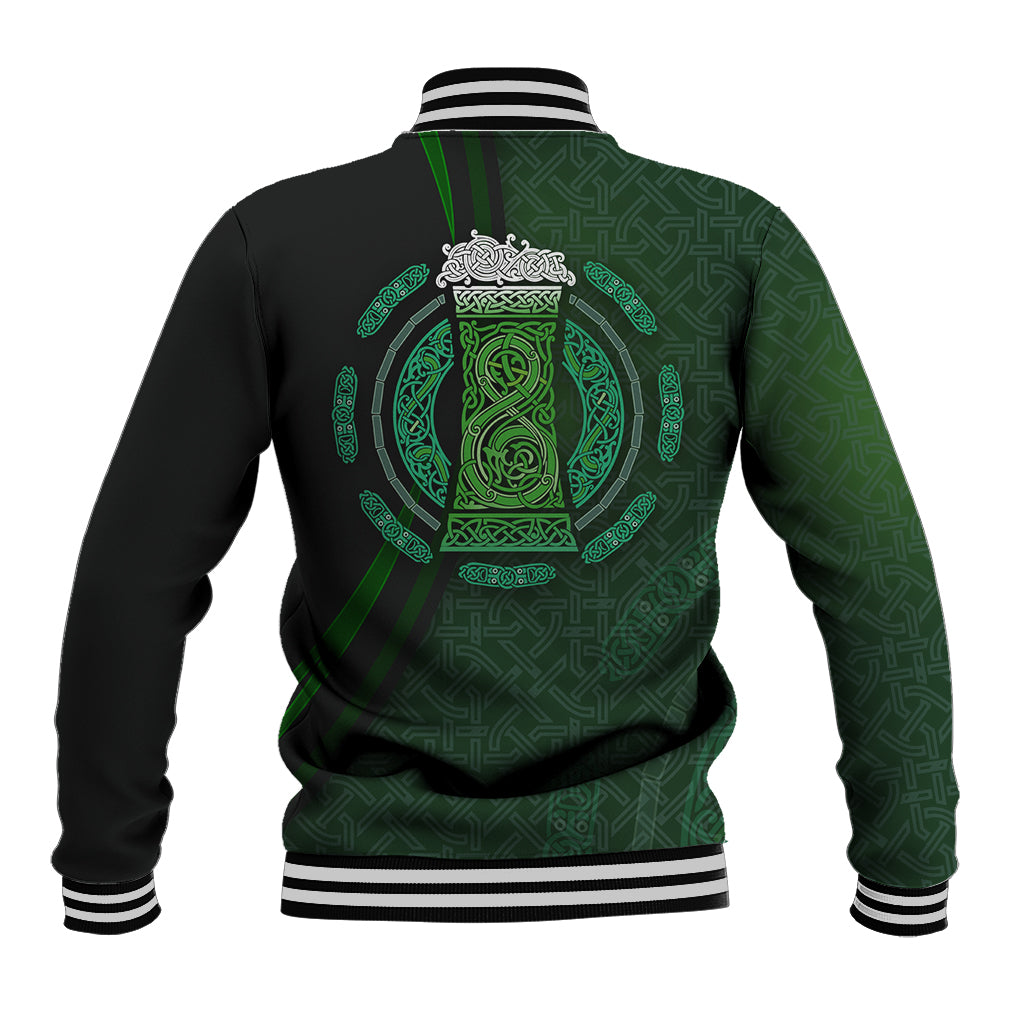 Beer Cup Pattern And Celtic Circle Green Baseball Jacket - Wonder Print Shop