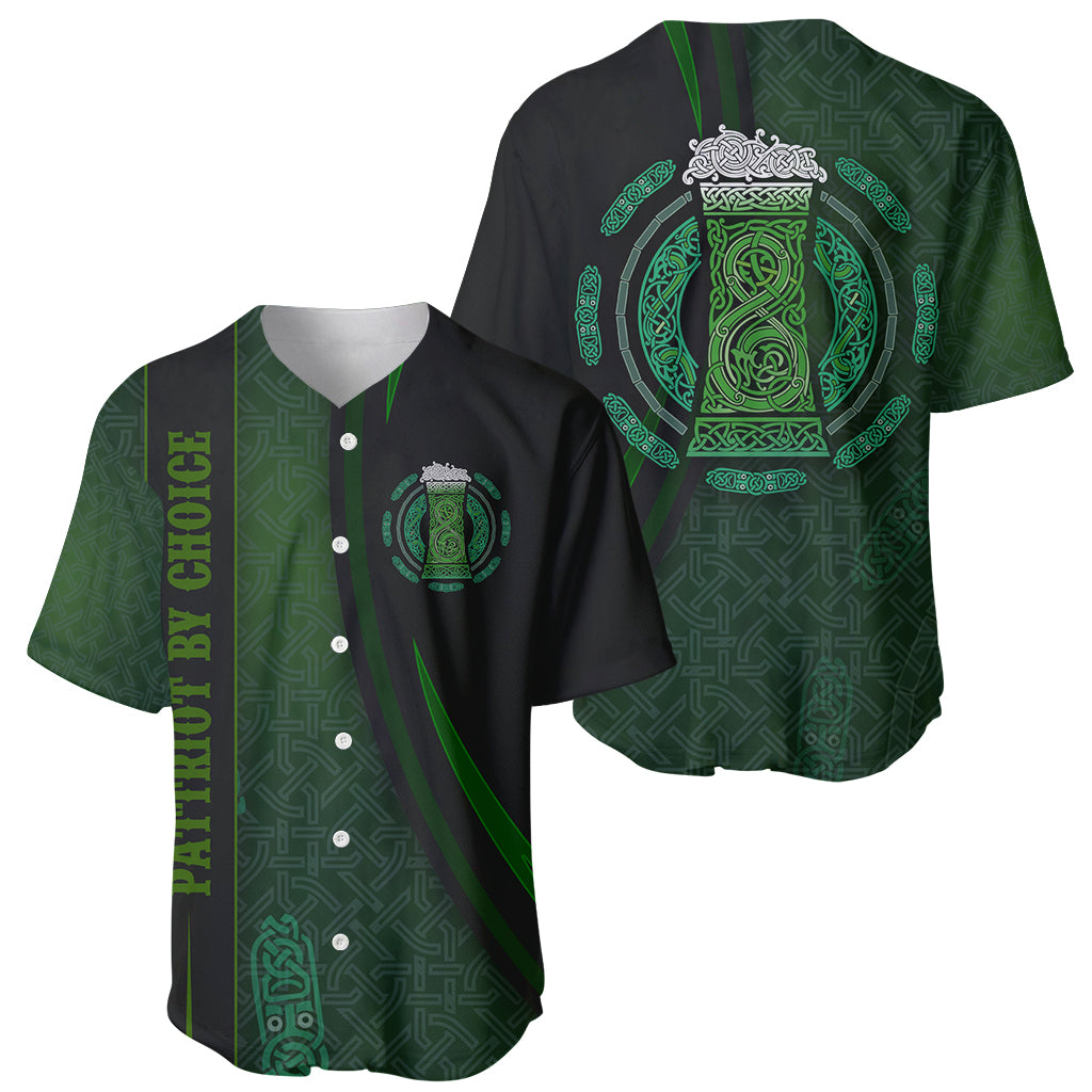 Beer Cup Pattern And Celtic Circle Green Baseball Jersey - Wonder Print Shop