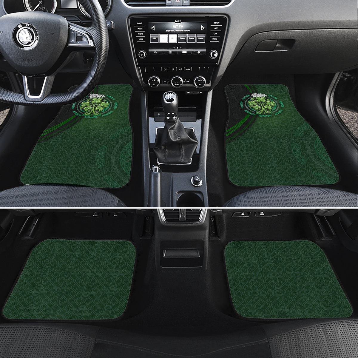 Beer Cup Pattern And Celtic Circle Green Car Mats - Wonder Print Shop