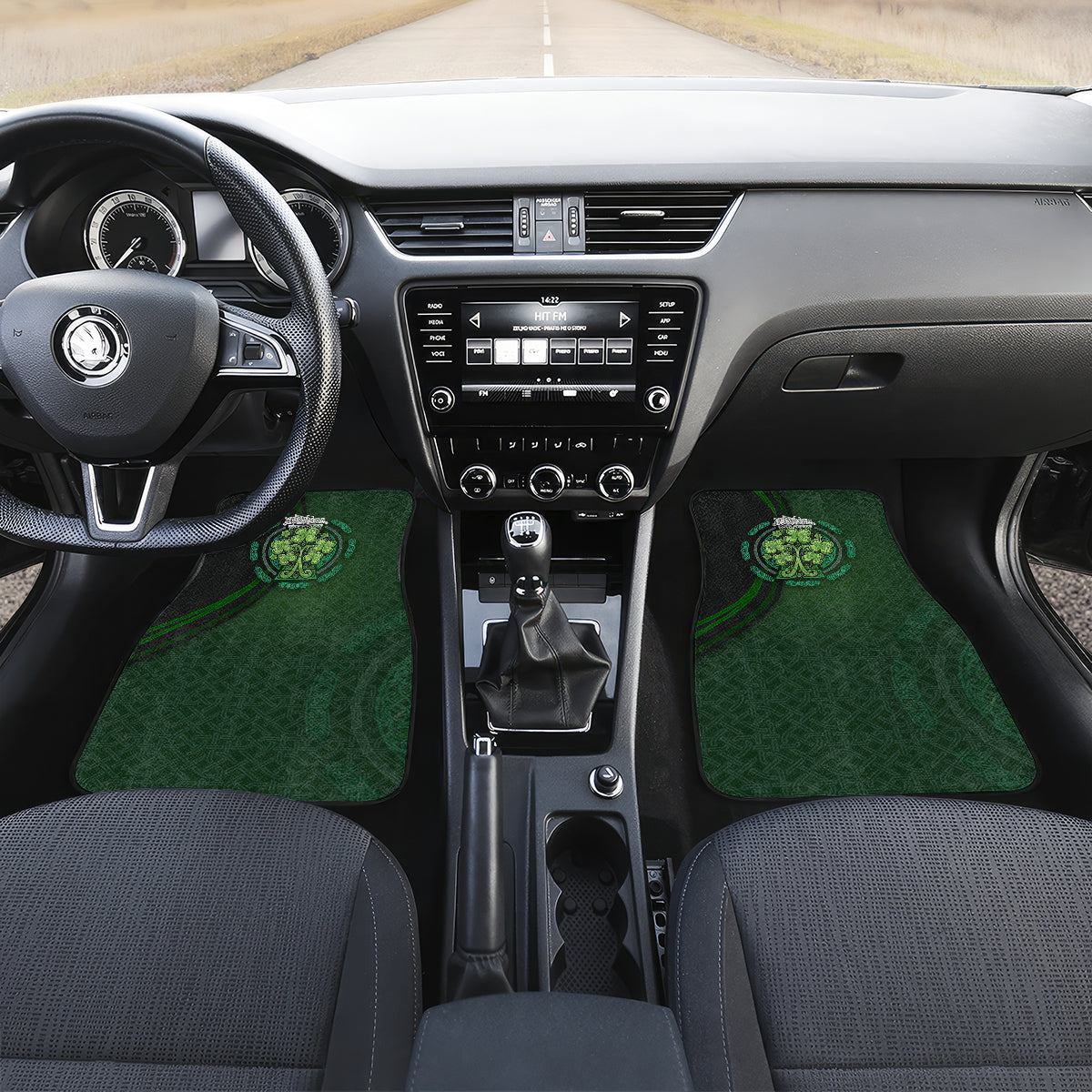 Beer Cup Pattern And Celtic Circle Green Car Mats - Wonder Print Shop