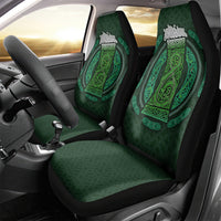 Beer Cup Pattern And Celtic Circle Green Car Seat Cover - Wonder Print Shop