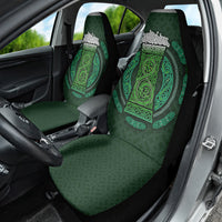 Beer Cup Pattern And Celtic Circle Green Car Seat Cover - Wonder Print Shop