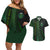 Beer Cup Pattern And Celtic Circle Green Couples Matching Off Shoulder Short Dress and Hawaiian Shirt - Wonder Print Shop
