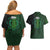 Beer Cup Pattern And Celtic Circle Green Couples Matching Off Shoulder Short Dress and Hawaiian Shirt - Wonder Print Shop