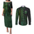 Beer Cup Pattern And Celtic Circle Green Couples Matching Puletasi and Long Sleeve Button Shirt - Wonder Print Shop
