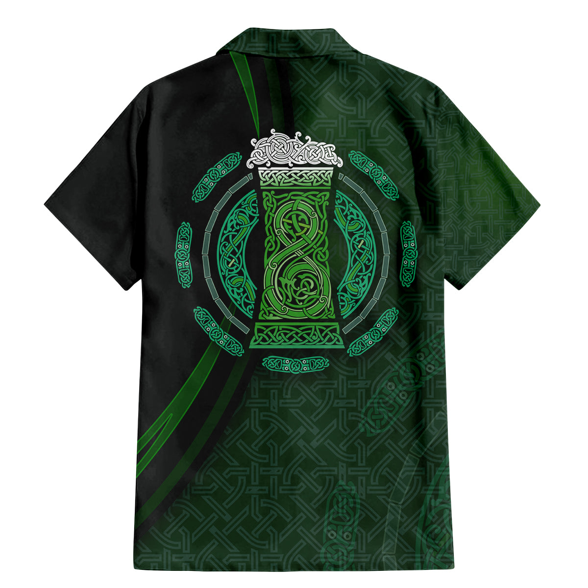 Beer Cup Pattern And Celtic Circle Green Family Matching Mermaid Dress and Hawaiian Shirt - Wonder Print Shop