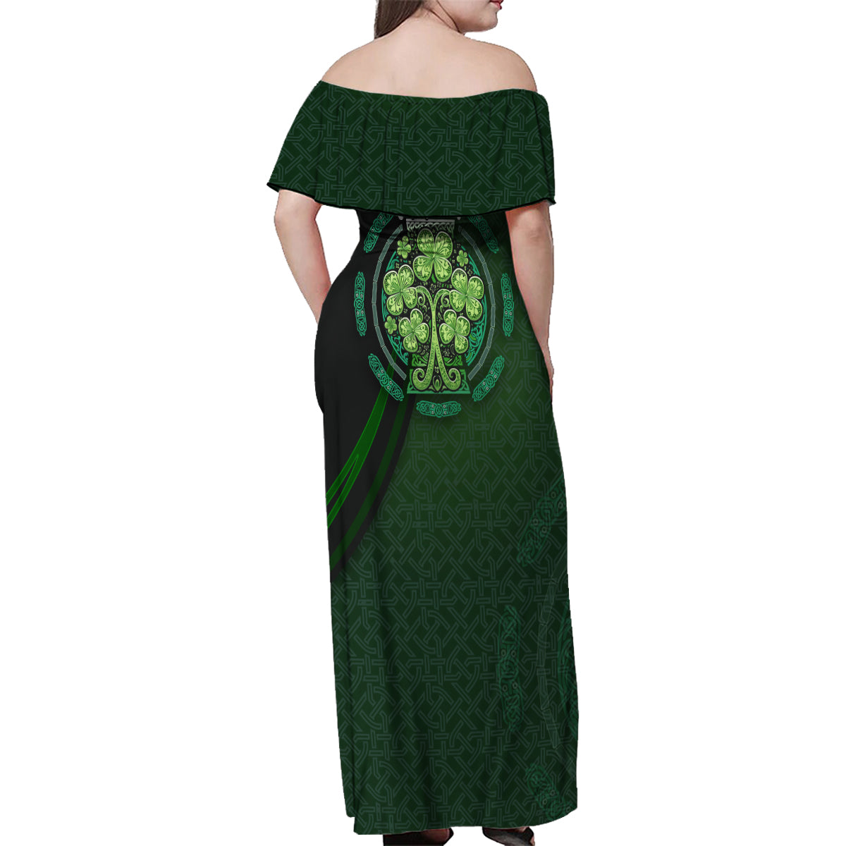 Beer Cup Pattern And Celtic Circle Green Family Matching Off Shoulder Maxi Dress and Hawaiian Shirt - Wonder Print Shop