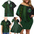 Beer Cup Pattern And Celtic Circle Green Family Matching Off Shoulder Short Dress and Hawaiian Shirt - Wonder Print Shop