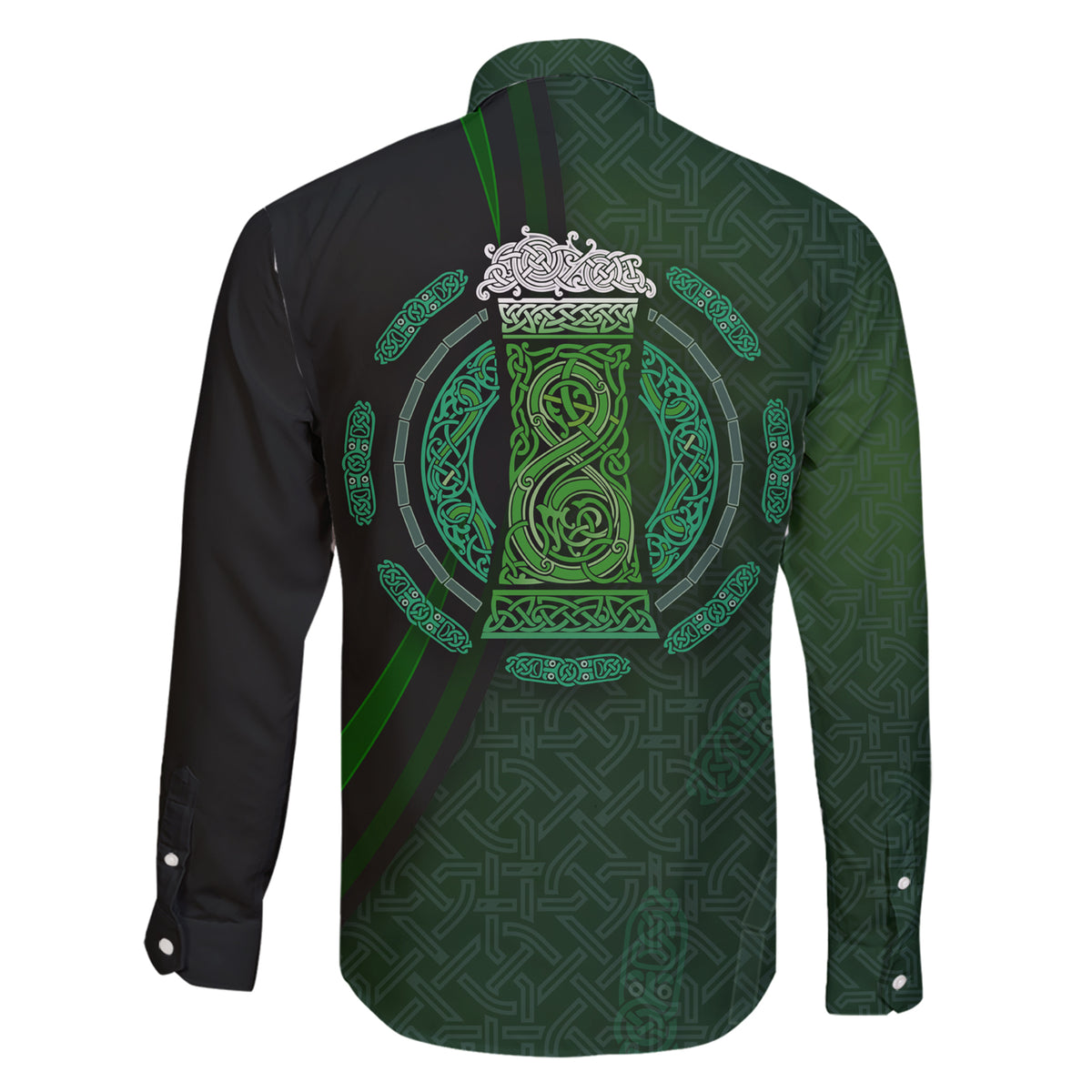 Beer Cup Pattern And Celtic Circle Green Family Matching Short Sleeve Bodycon Dress and Hawaiian Shirt - Wonder Print Shop