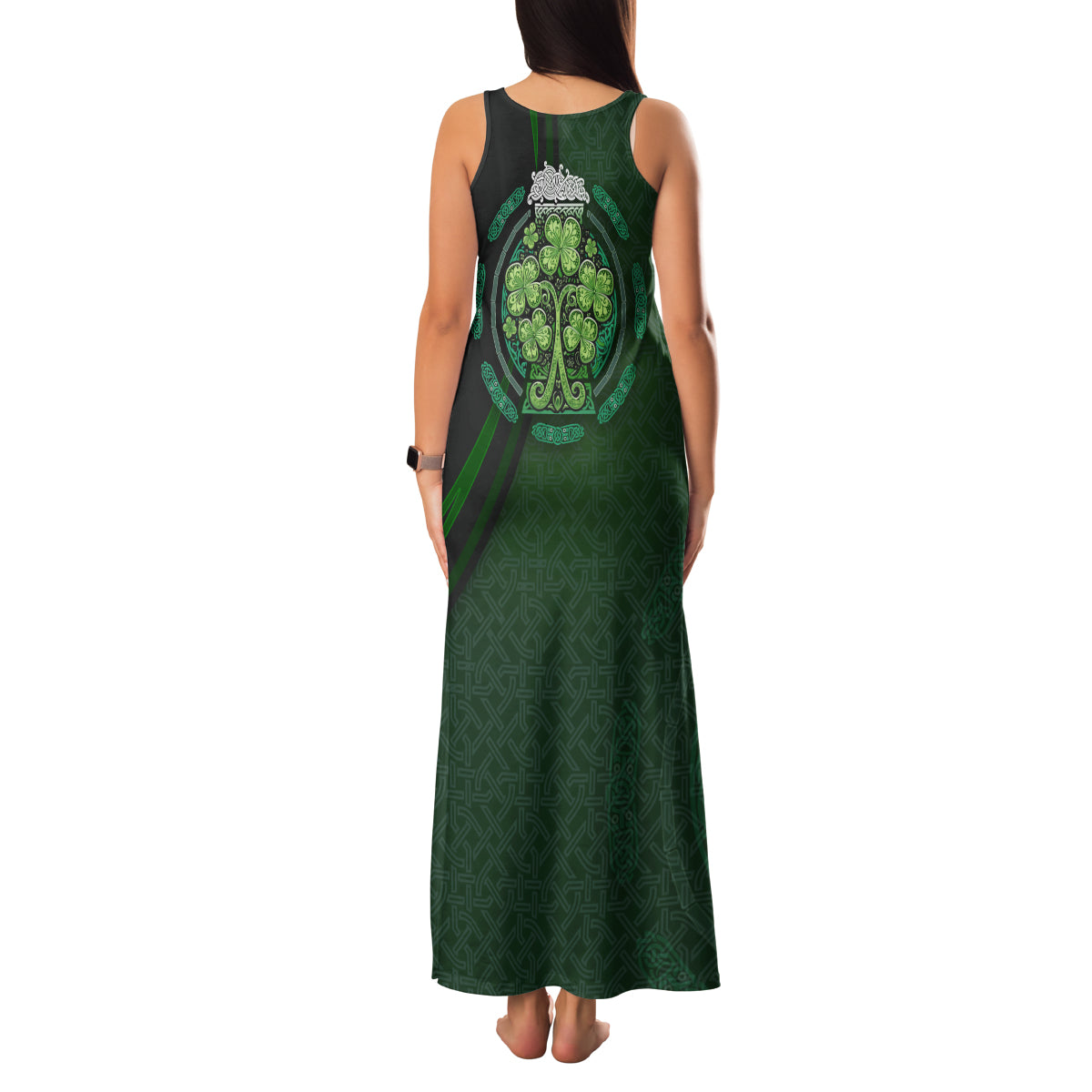 Beer Cup Pattern And Celtic Circle Green Family Matching Tank Maxi Dress and Hawaiian Shirt - Wonder Print Shop