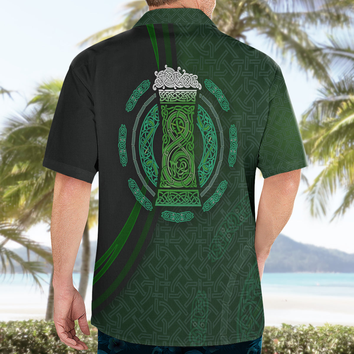 Beer Cup Pattern And Celtic Circle Green Hawaiian Shirt - Wonder Print Shop