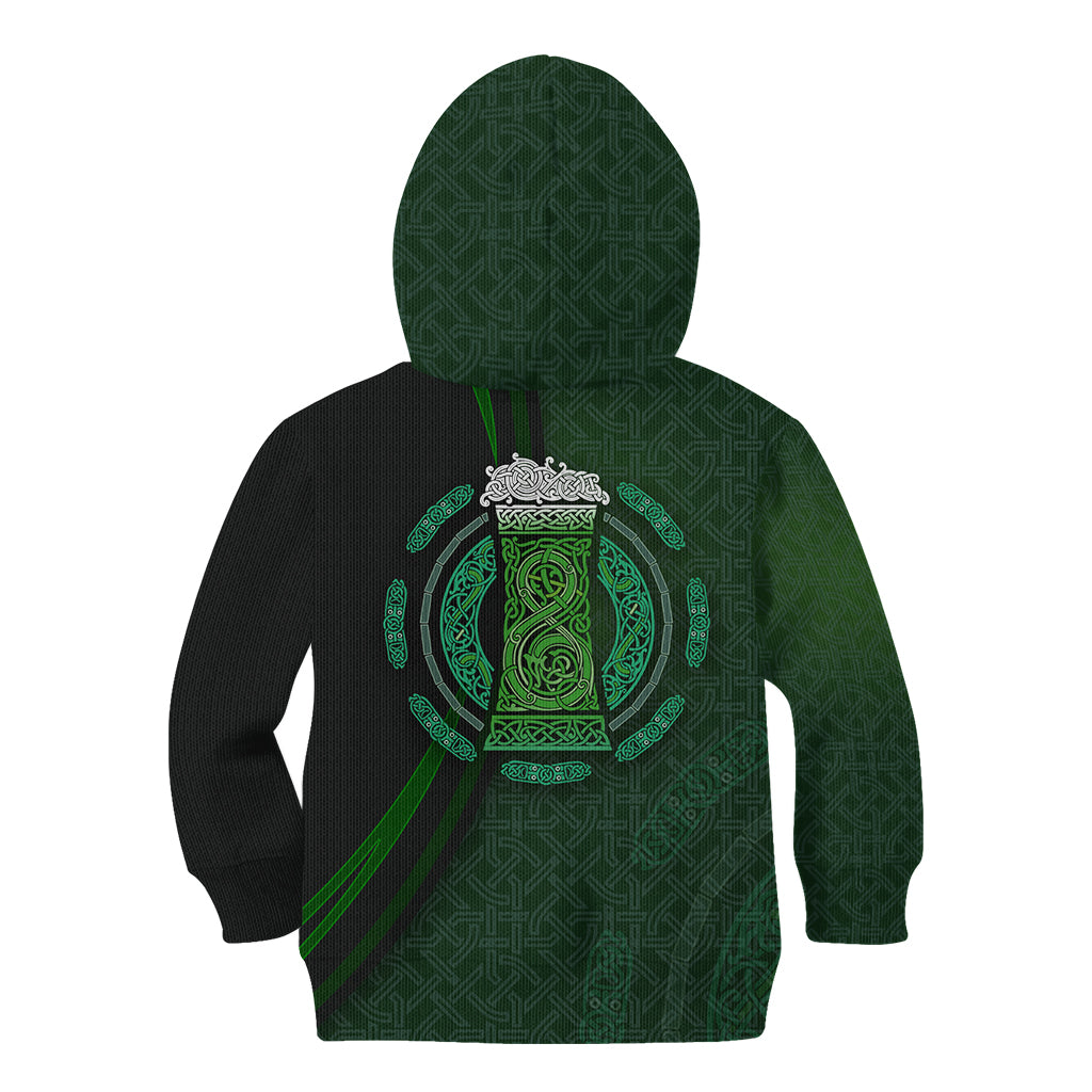 Beer Cup Pattern And Celtic Circle Green Kid Hoodie - Wonder Print Shop