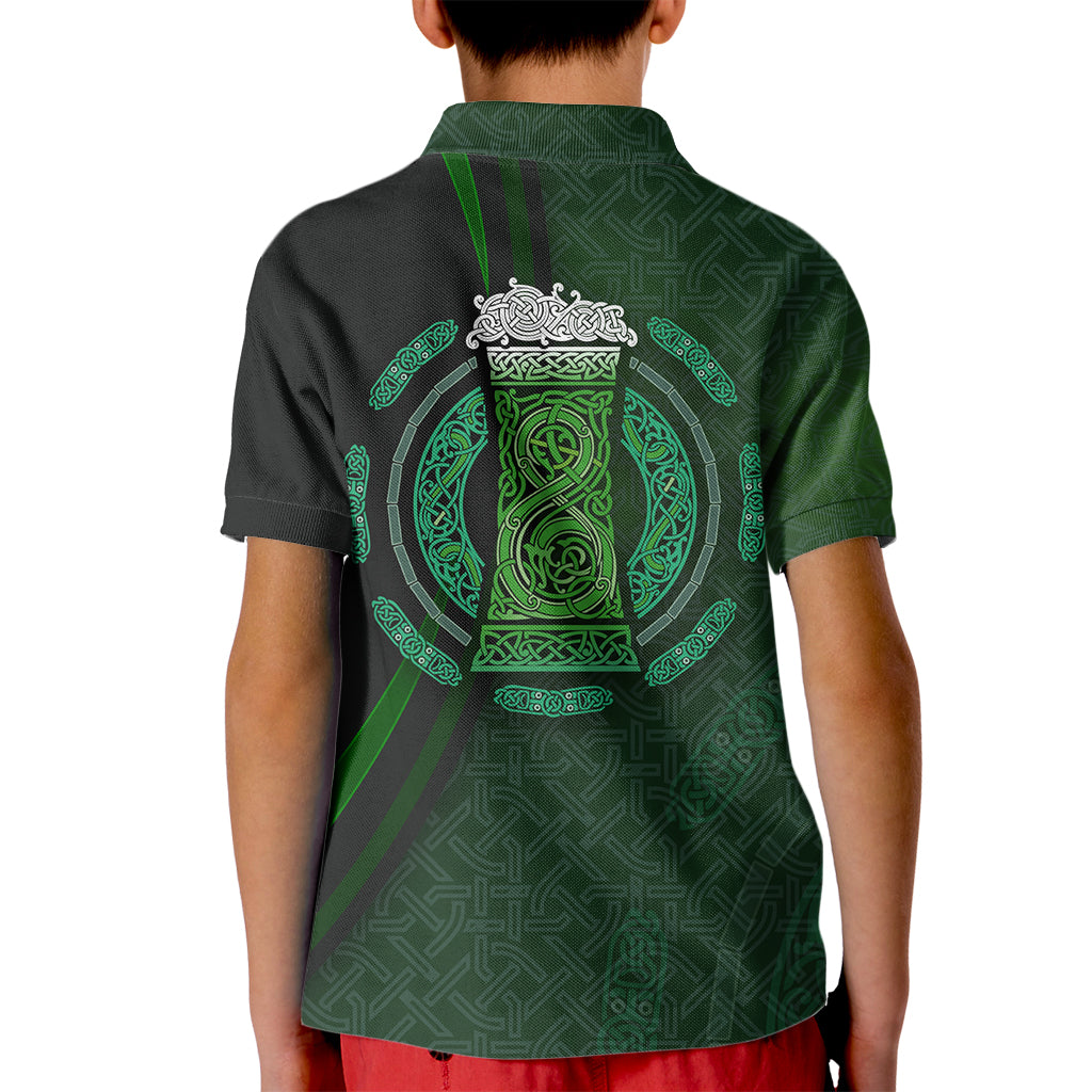 Beer Cup Pattern And Celtic Circle Green Kid Polo Shirt - Wonder Print Shop
