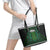 Beer Cup Pattern And Celtic Circle Green Leather Tote Bag - Wonder Print Shop