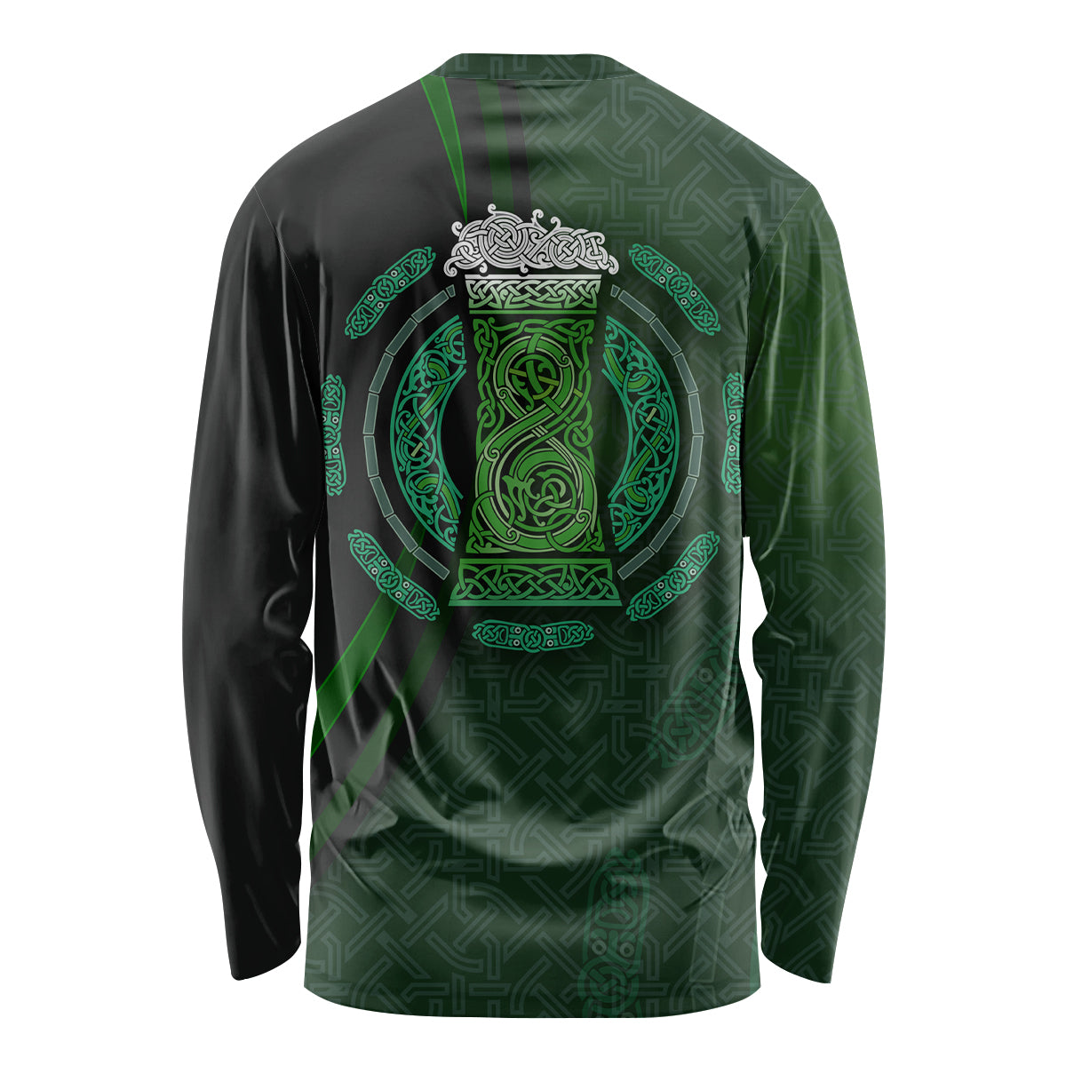 Beer Cup Pattern And Celtic Circle Green Long Sleeve Shirt - Wonder Print Shop