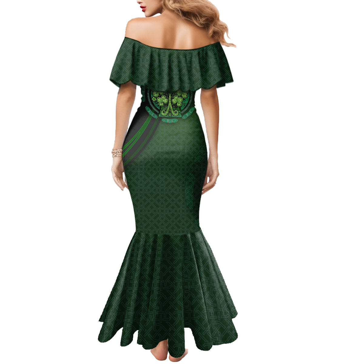 Beer Cup Pattern And Celtic Circle Green Mermaid Dress - Wonder Print Shop