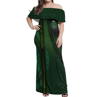 Beer Cup Pattern And Celtic Circle Green Off Shoulder Maxi Dress - Wonder Print Shop