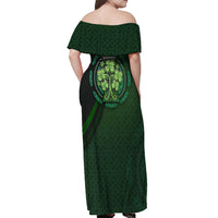 Beer Cup Pattern And Celtic Circle Green Off Shoulder Maxi Dress - Wonder Print Shop