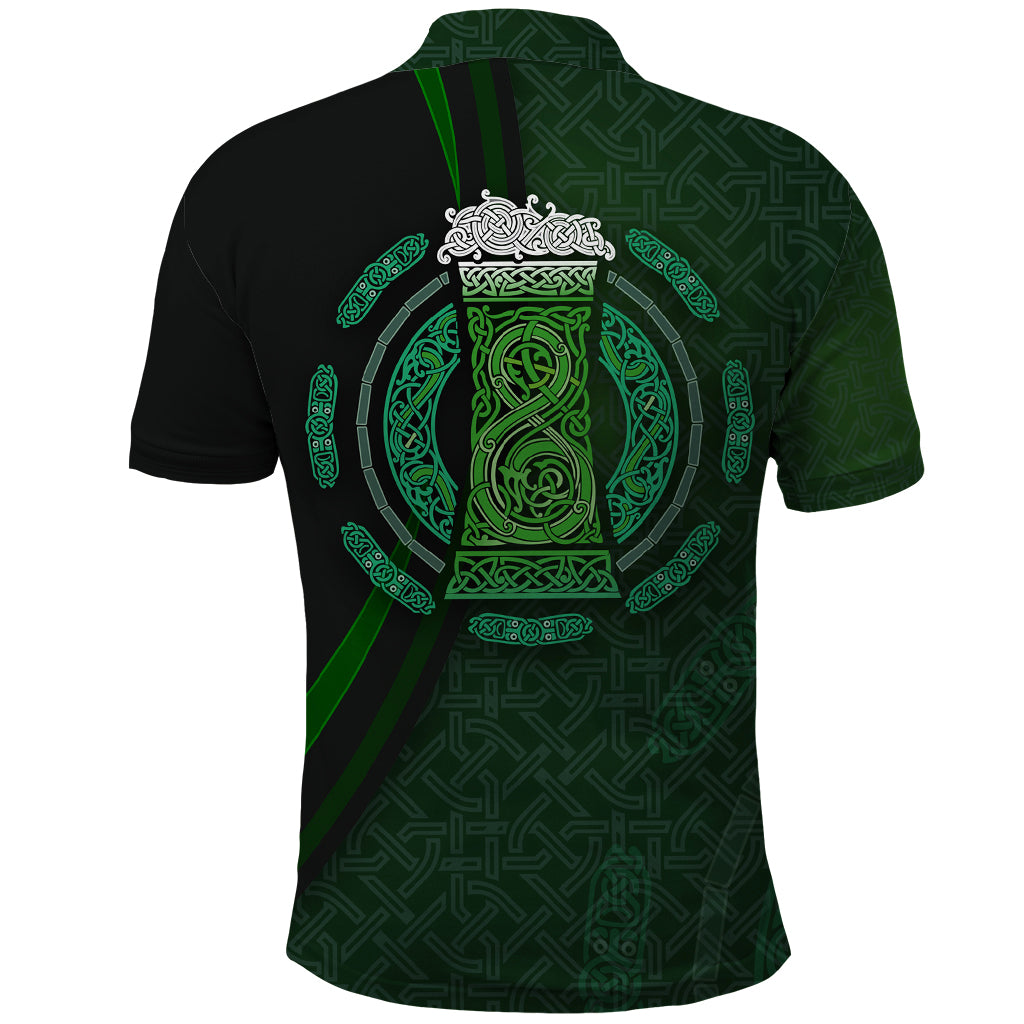 Beer Cup Pattern And Celtic Circle Green Polo Shirt - Wonder Print Shop