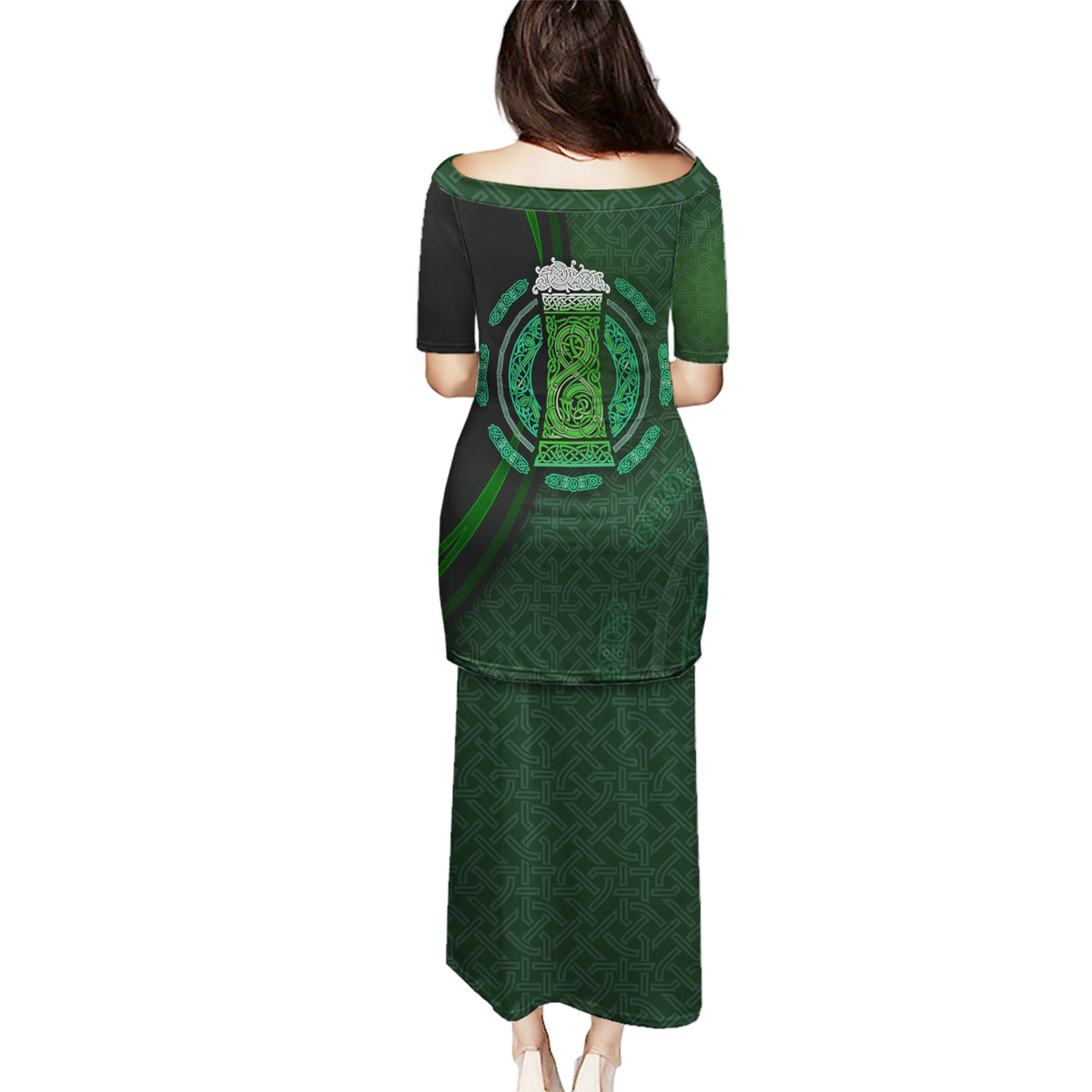 Beer Cup Pattern And Celtic Circle Green Puletasi - Wonder Print Shop