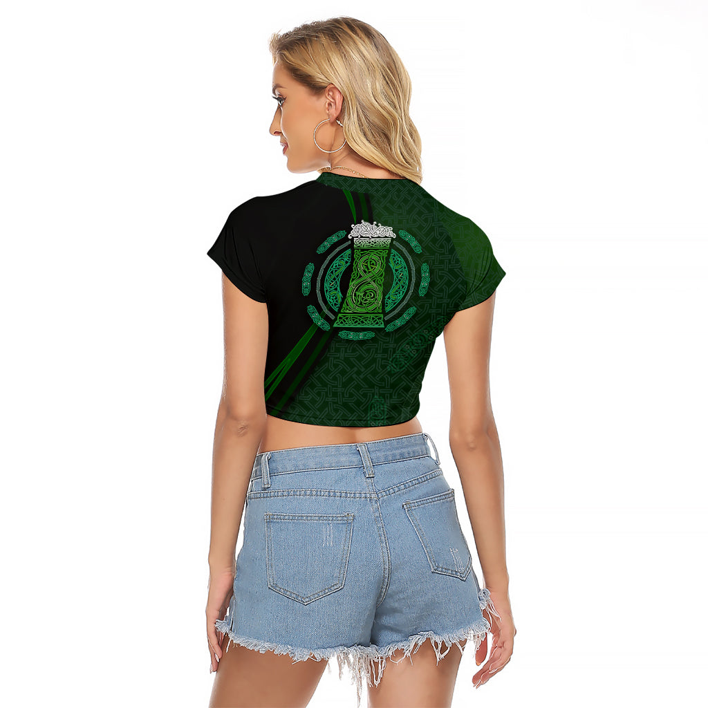 Beer Cup Pattern And Celtic Circle Green Raglan Cropped T Shirt - Wonder Print Shop