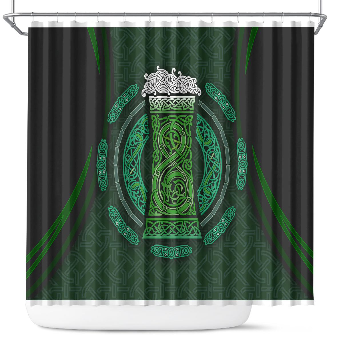 Beer Cup Pattern And Celtic Circle Green Shower Curtain