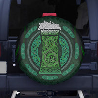Beer Cup Pattern And Celtic Circle Green Spare Tire Cover - Wonder Print Shop