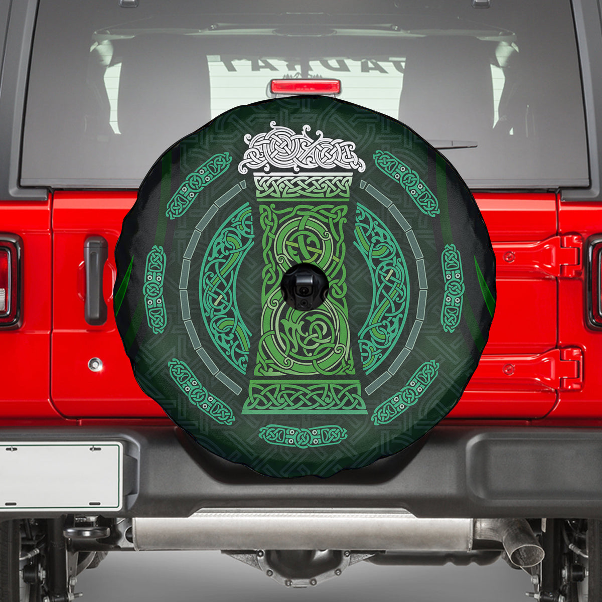 Beer Cup Pattern And Celtic Circle Green Spare Tire Cover - Wonder Print Shop