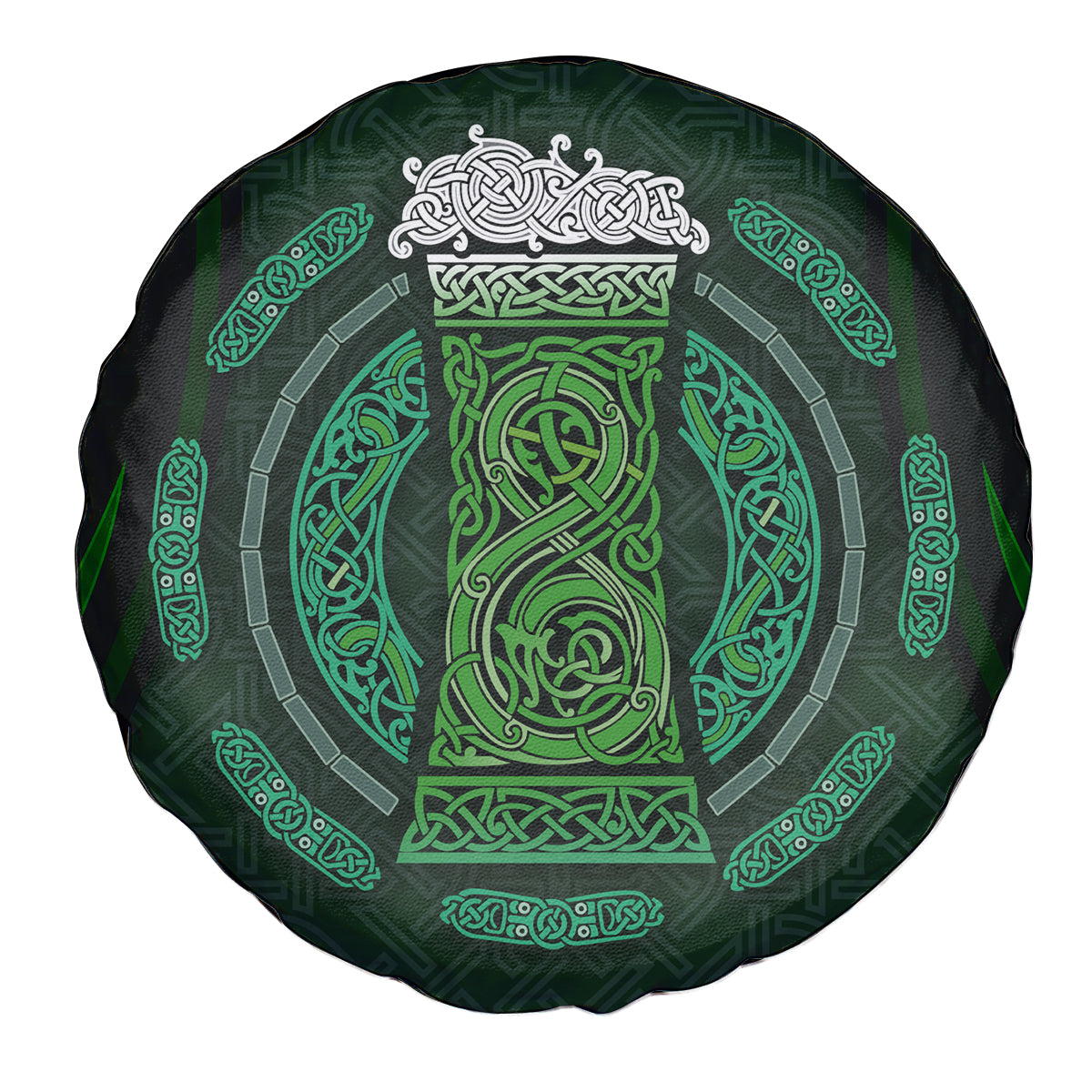 Beer Cup Pattern And Celtic Circle Green Spare Tire Cover - Wonder Print Shop