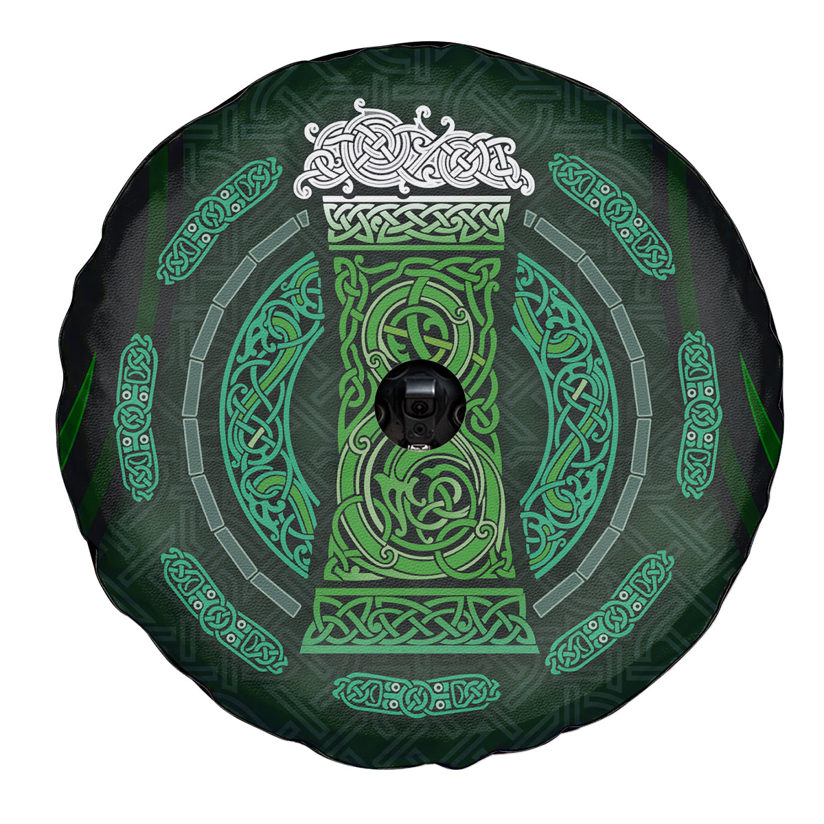 Beer Cup Pattern And Celtic Circle Green Spare Tire Cover - Wonder Print Shop