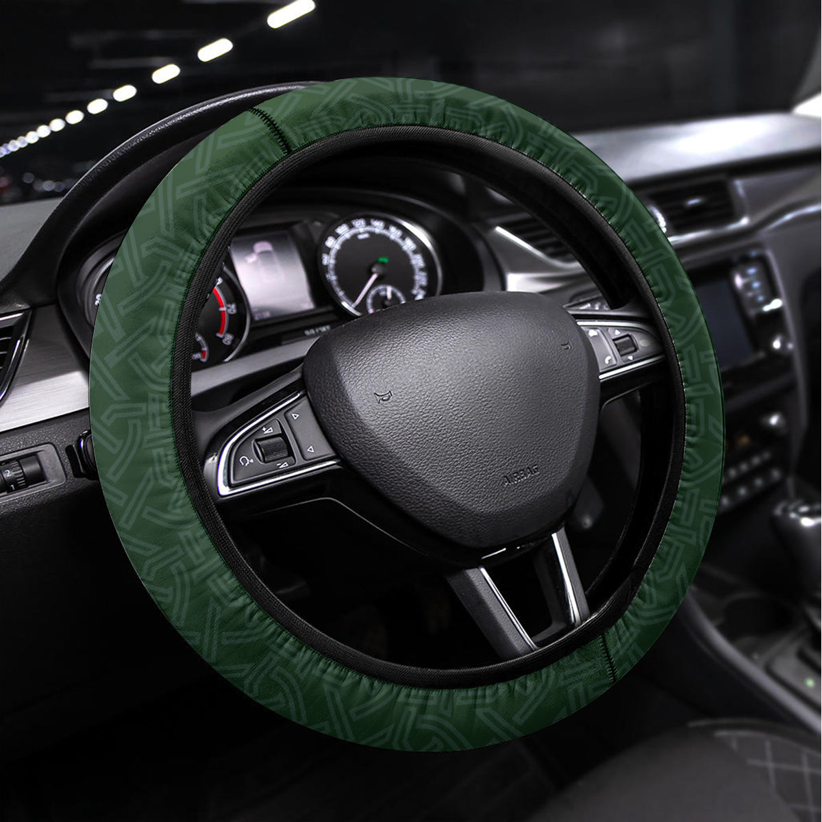 Beer Cup Pattern And Celtic Circle Green Steering Wheel Cover - Wonder Print Shop