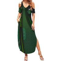 Beer Cup Pattern And Celtic Circle Green Summer Maxi Dress - Wonder Print Shop