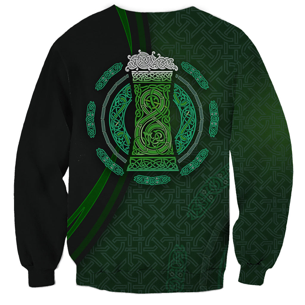 Beer Cup Pattern And Celtic Circle Green Sweatshirt - Wonder Print Shop