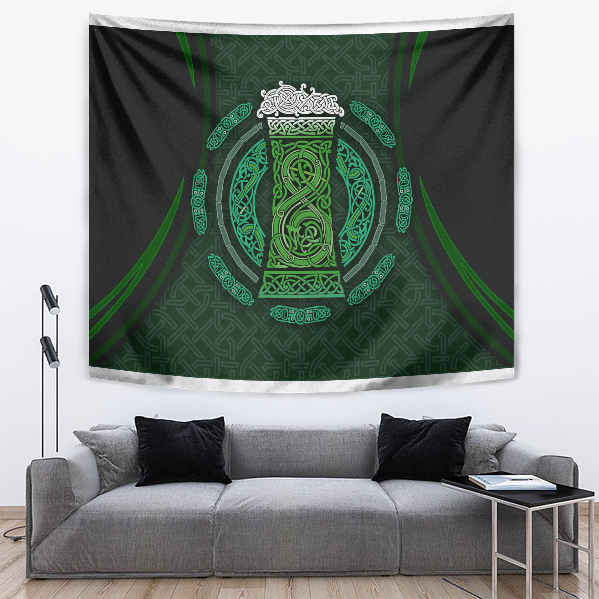 Beer Cup Pattern And Celtic Circle Green Tapestry - Wonder Print Shop