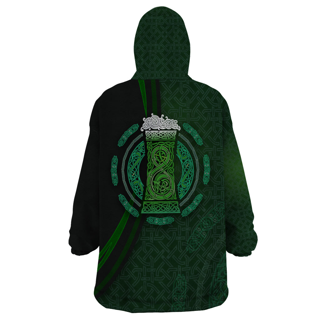 Beer Cup Pattern And Celtic Circle Green Wearable Blanket Hoodie - Wonder Print Shop