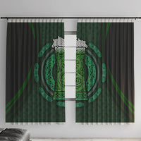 Beer Cup Pattern And Celtic Circle Green Window Curtain - Wonder Print Shop