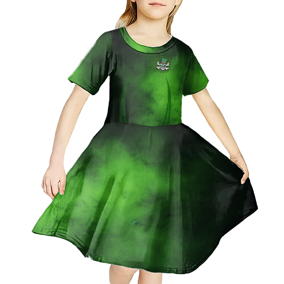 Irish Pride - Skull Cross Mix Kid Short Sleeve Dress - Wonder Print Shop