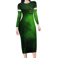 Irish Pride - Skull Cross Mix Long Sleeve Bodycon Dress - Wonder Print Shop