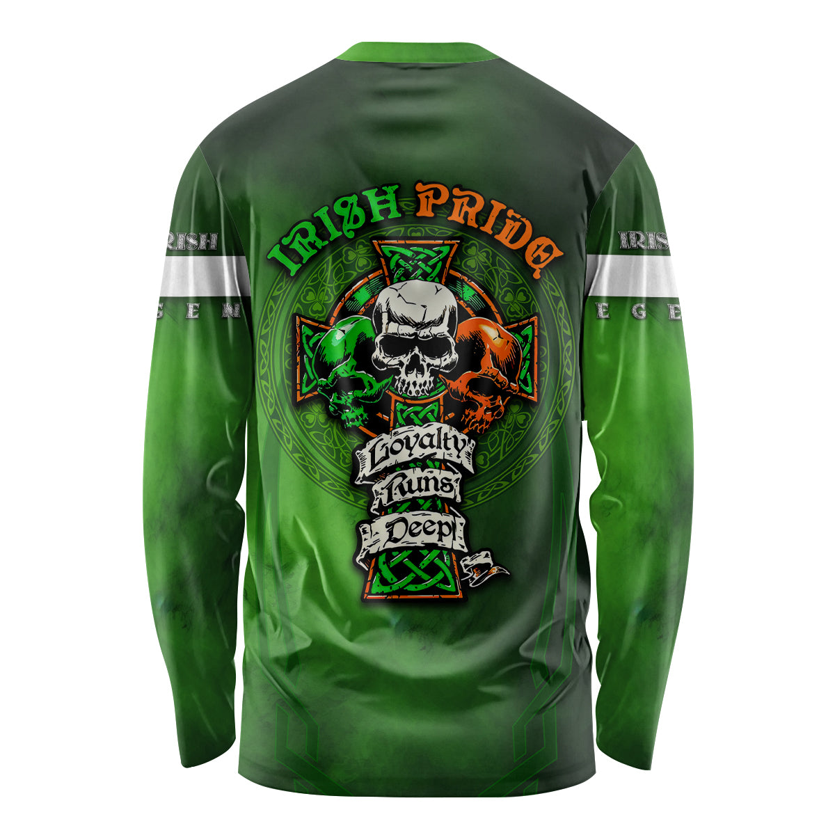 Irish Pride - Skull Cross Mix Long Sleeve Shirt - Wonder Print Shop